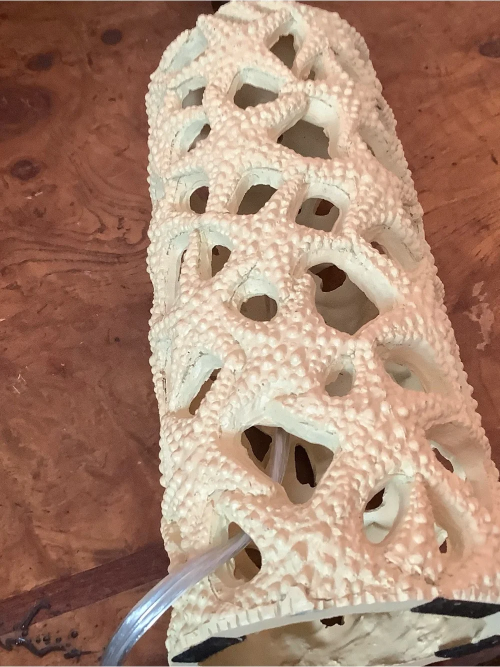 Starfish 18” Resin Table Lamp Beach House Coastal Woven Texture Shade